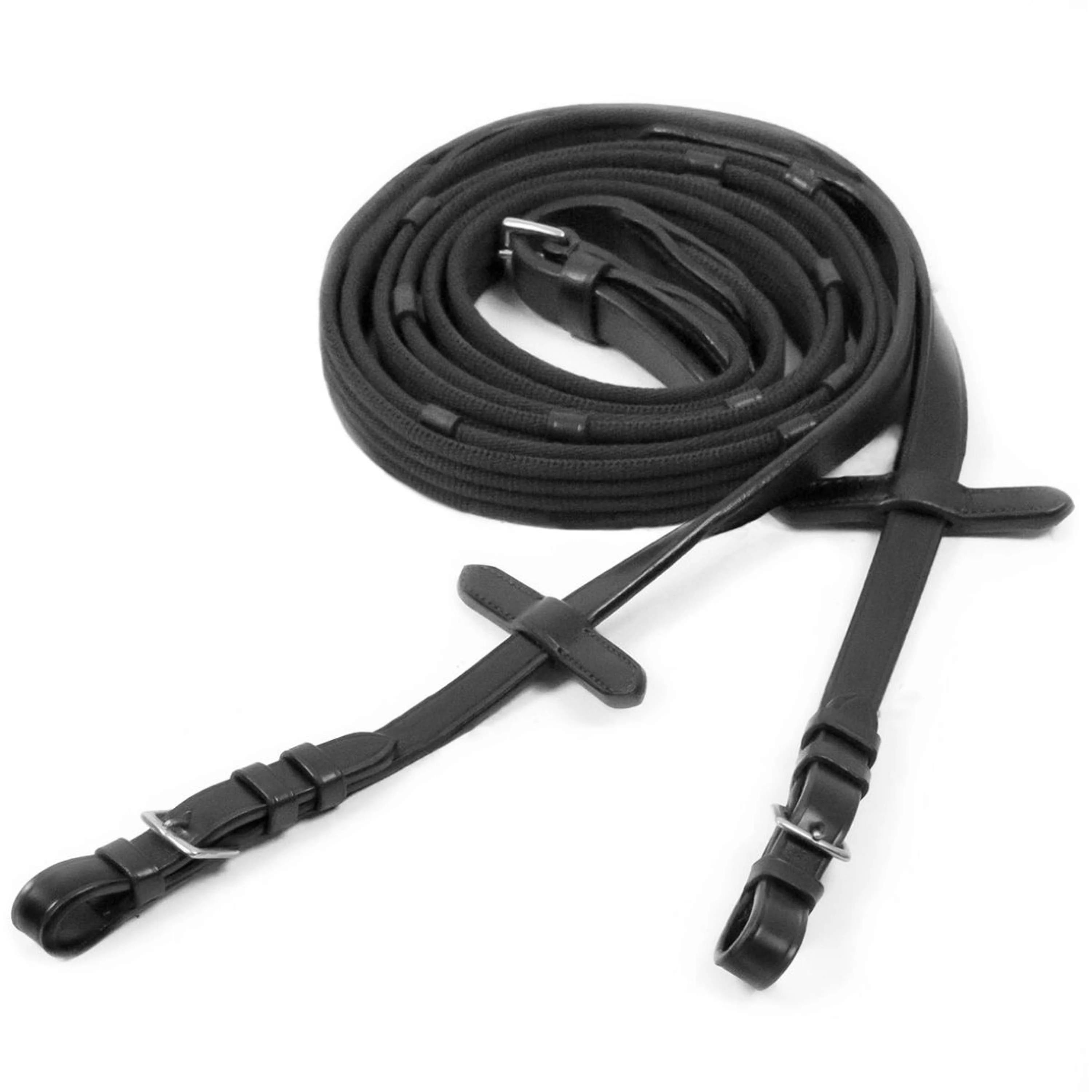 Schockemöhle Rênes avec Arrêts Noir/Argent - Image 2