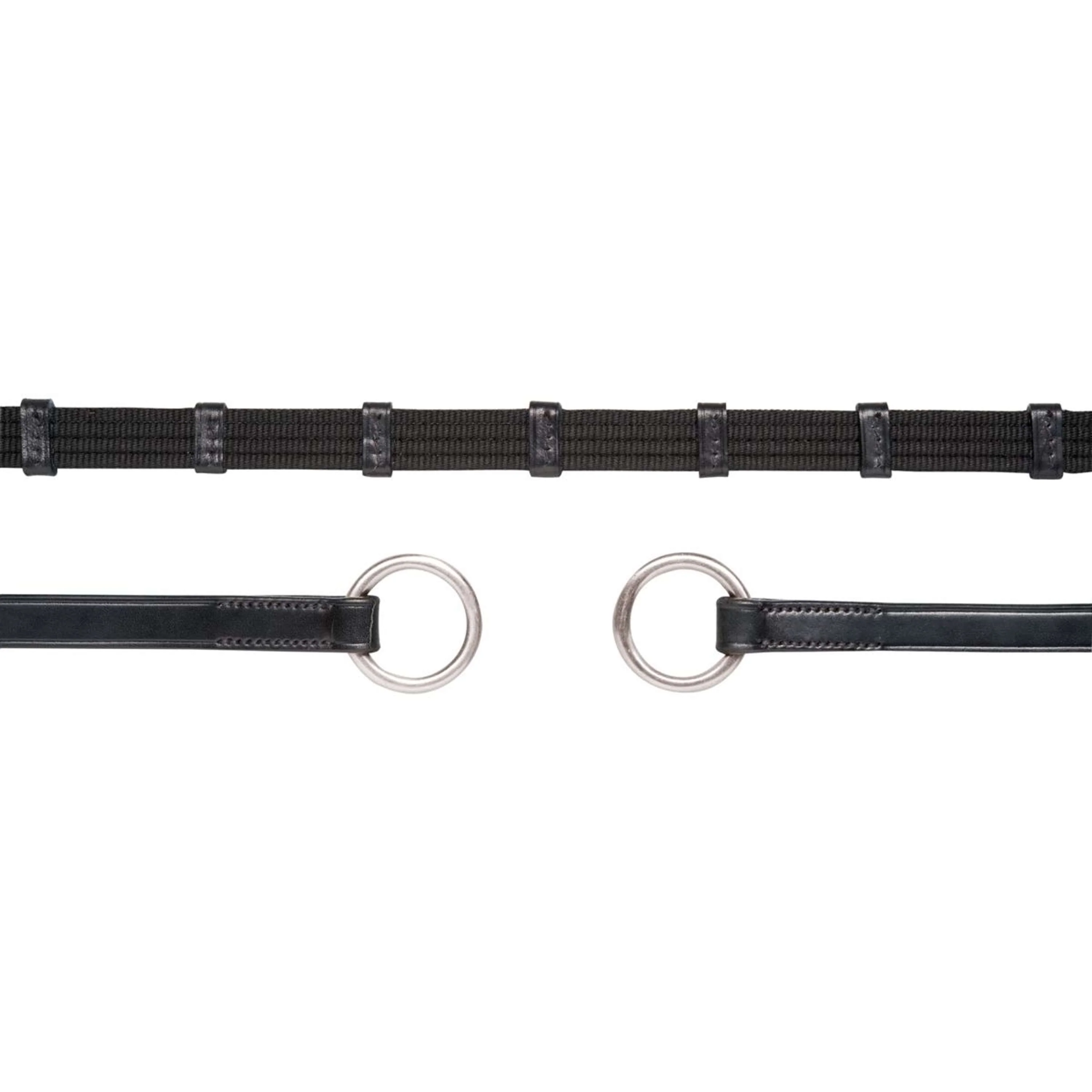 Schockemöhle Rênes avec Stops et Ring Noir/Argent