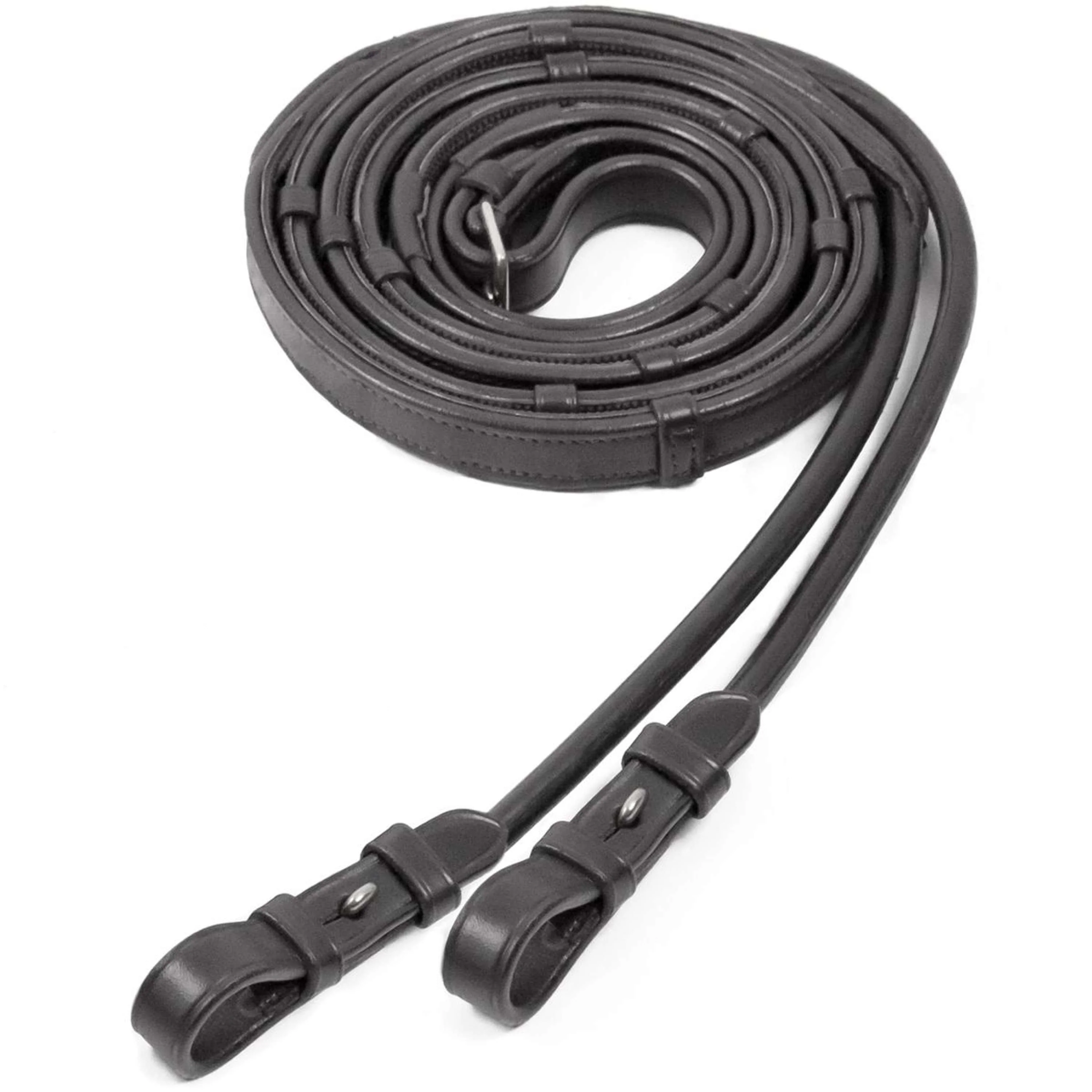 Schockemöhle Rênes de Filet Cuir/Caoutchouc Noir/Argent