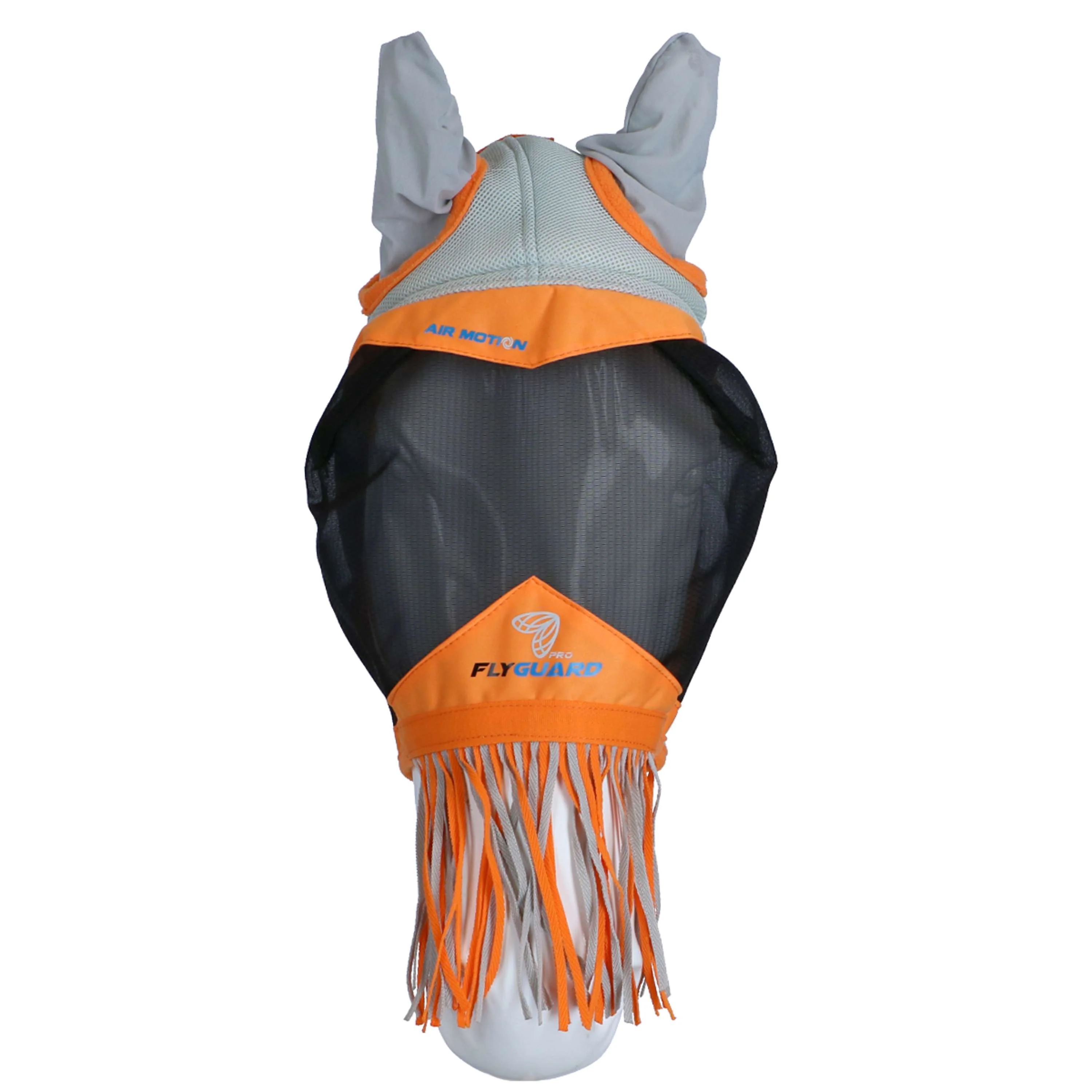 Shires Masque Anti-Mouches Air Motion avec Oreilles et Franges Orange - Image 2