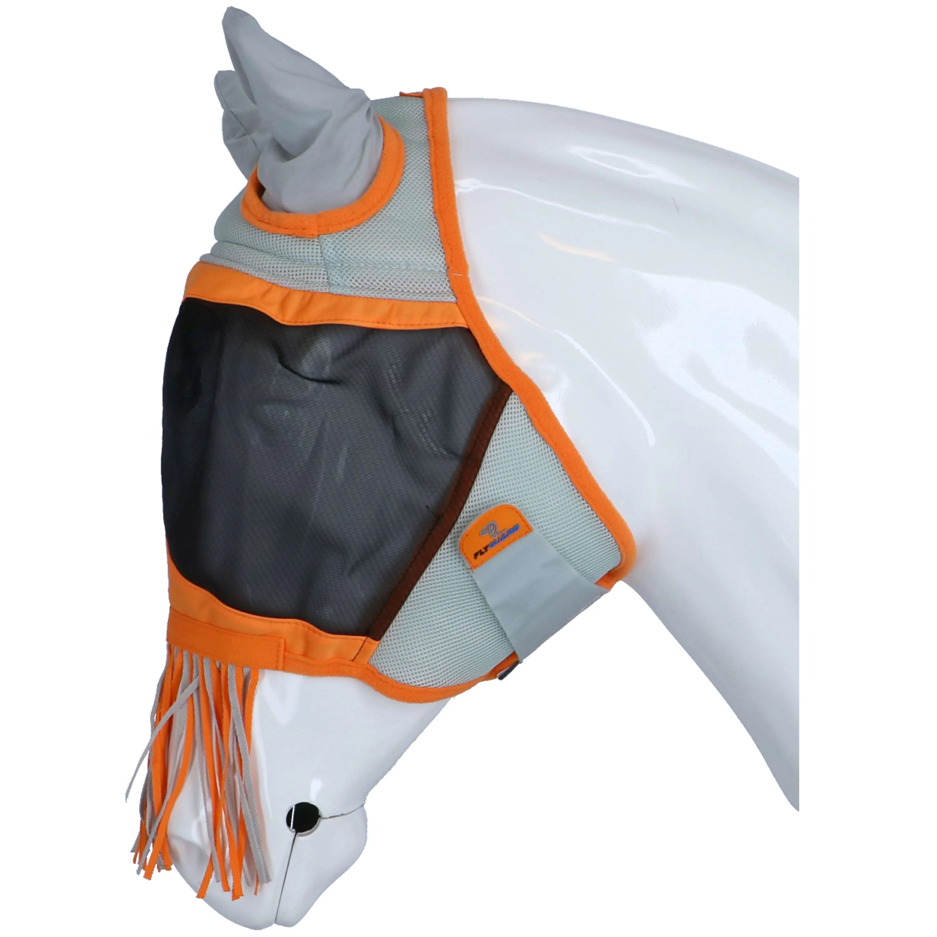 Shires Masque Anti-Mouches Air Motion avec Oreilles et Franges Orange - Image 3
