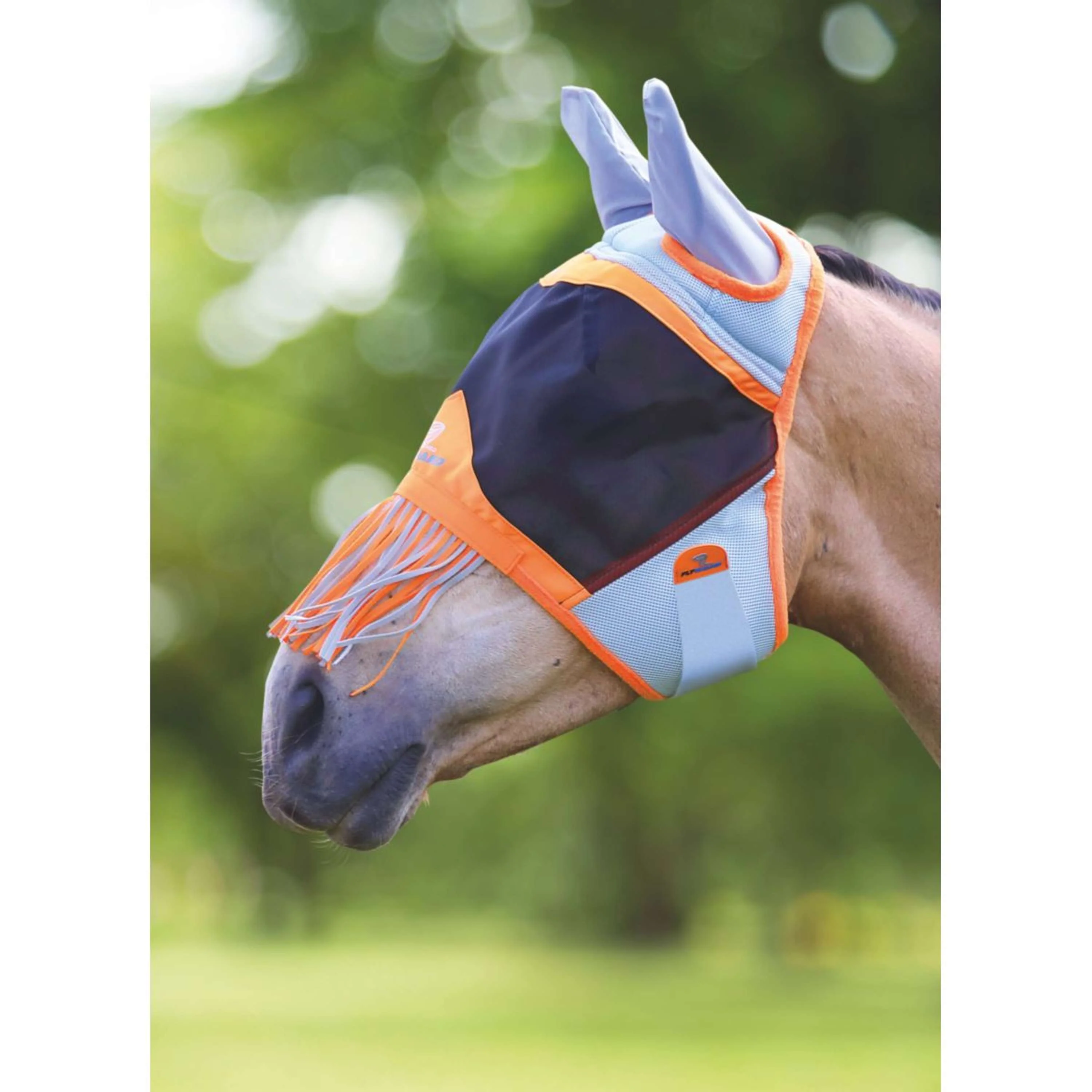 Shires Masque Anti-Mouches Air Motion avec Oreilles et Franges Orange - Image 4