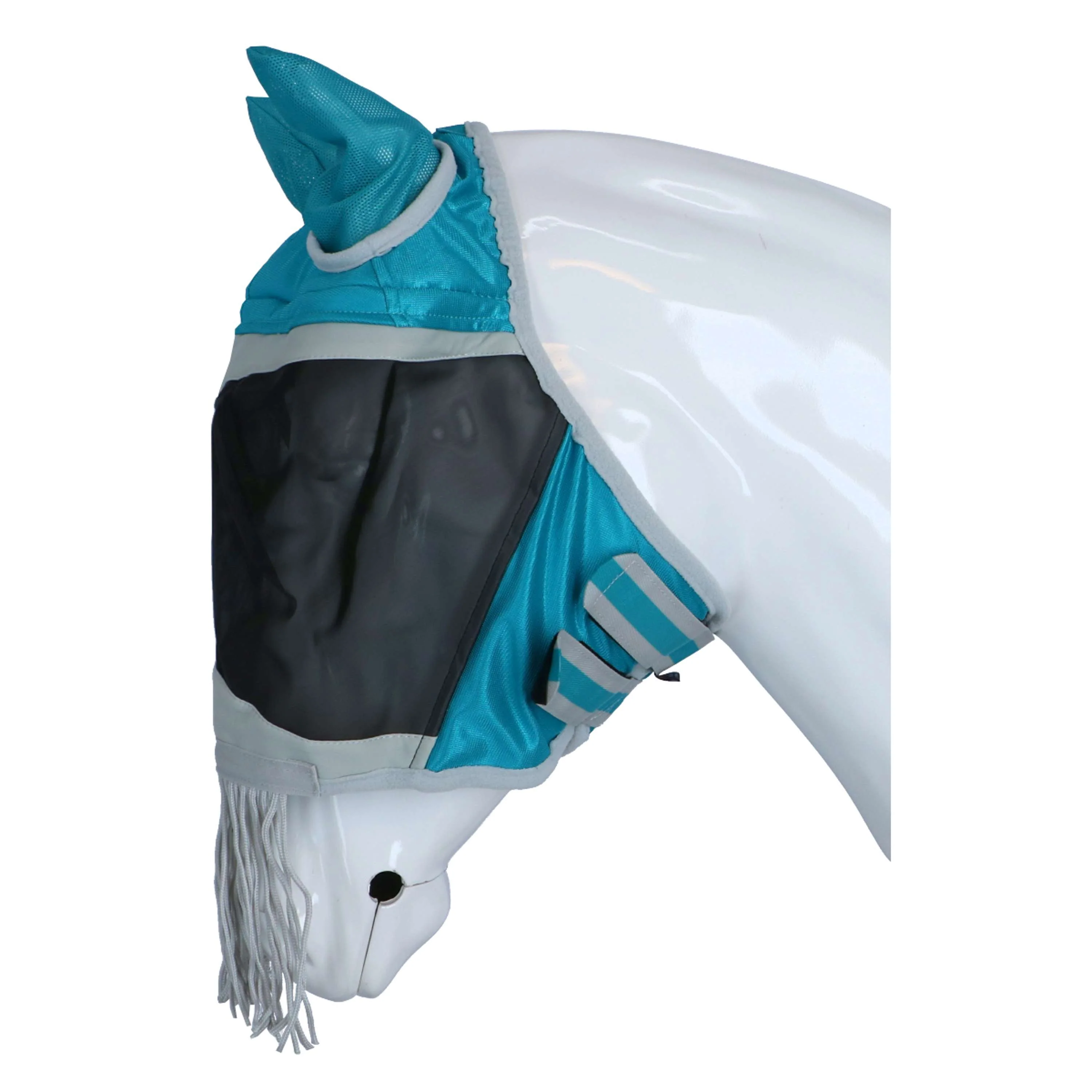 Shires Masque Anti-Mouches avec Oreilles et Nez Franges Teal - Image 3