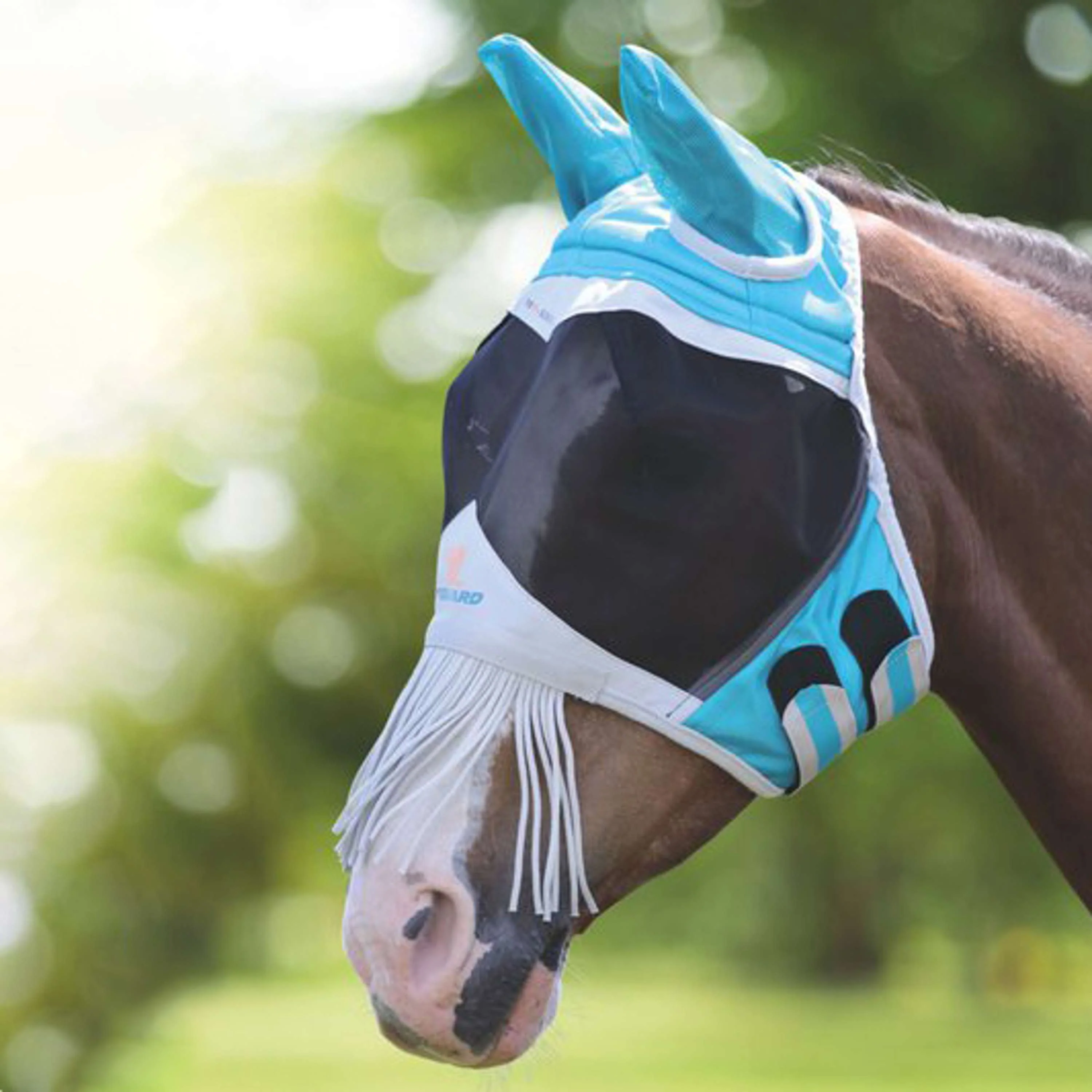Shires Masque Anti-Mouches avec Oreilles et Nez Franges Teal - Image 4