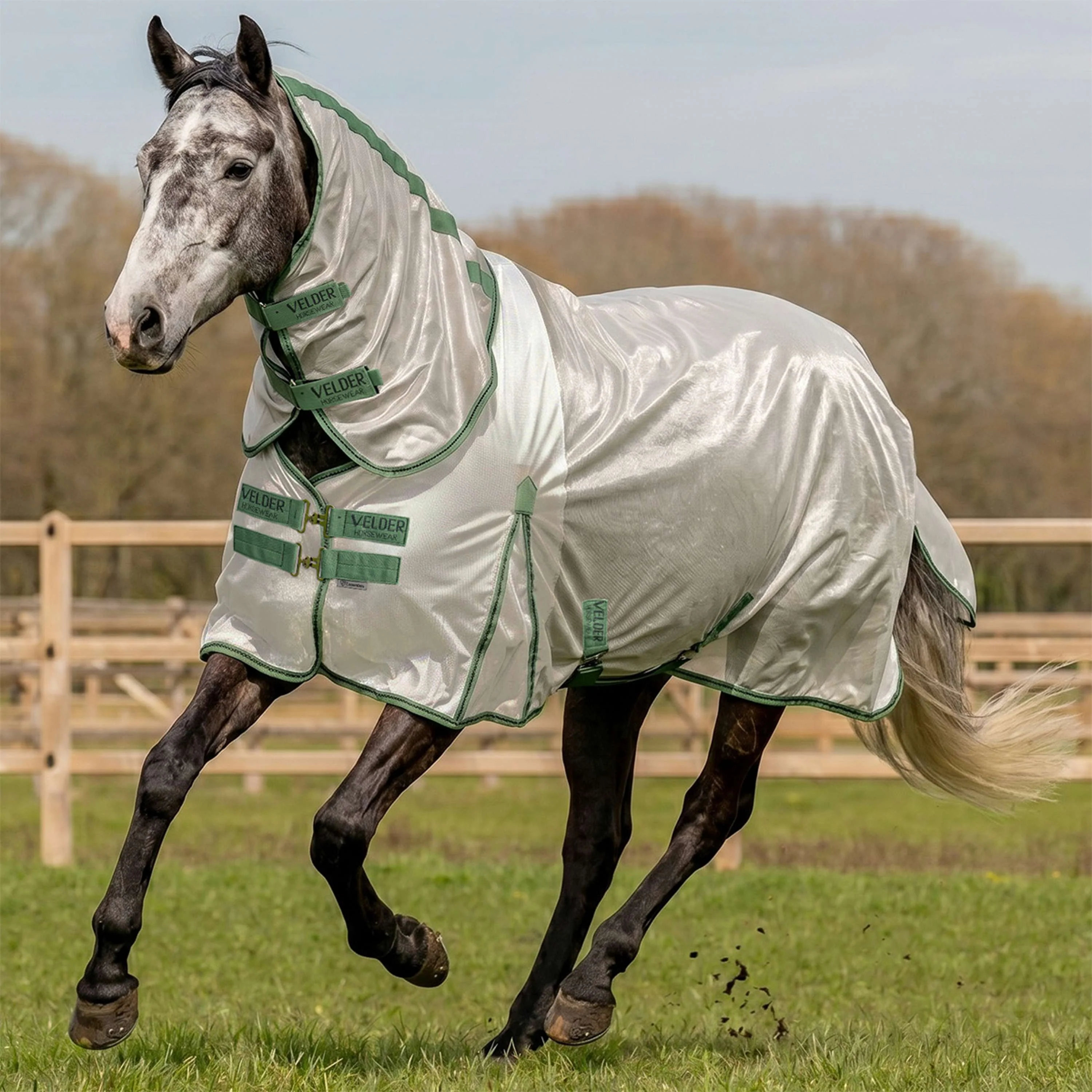 Velder Horsewear Couverture Anti-Mouches Mesh avec Couvre-cou Argent