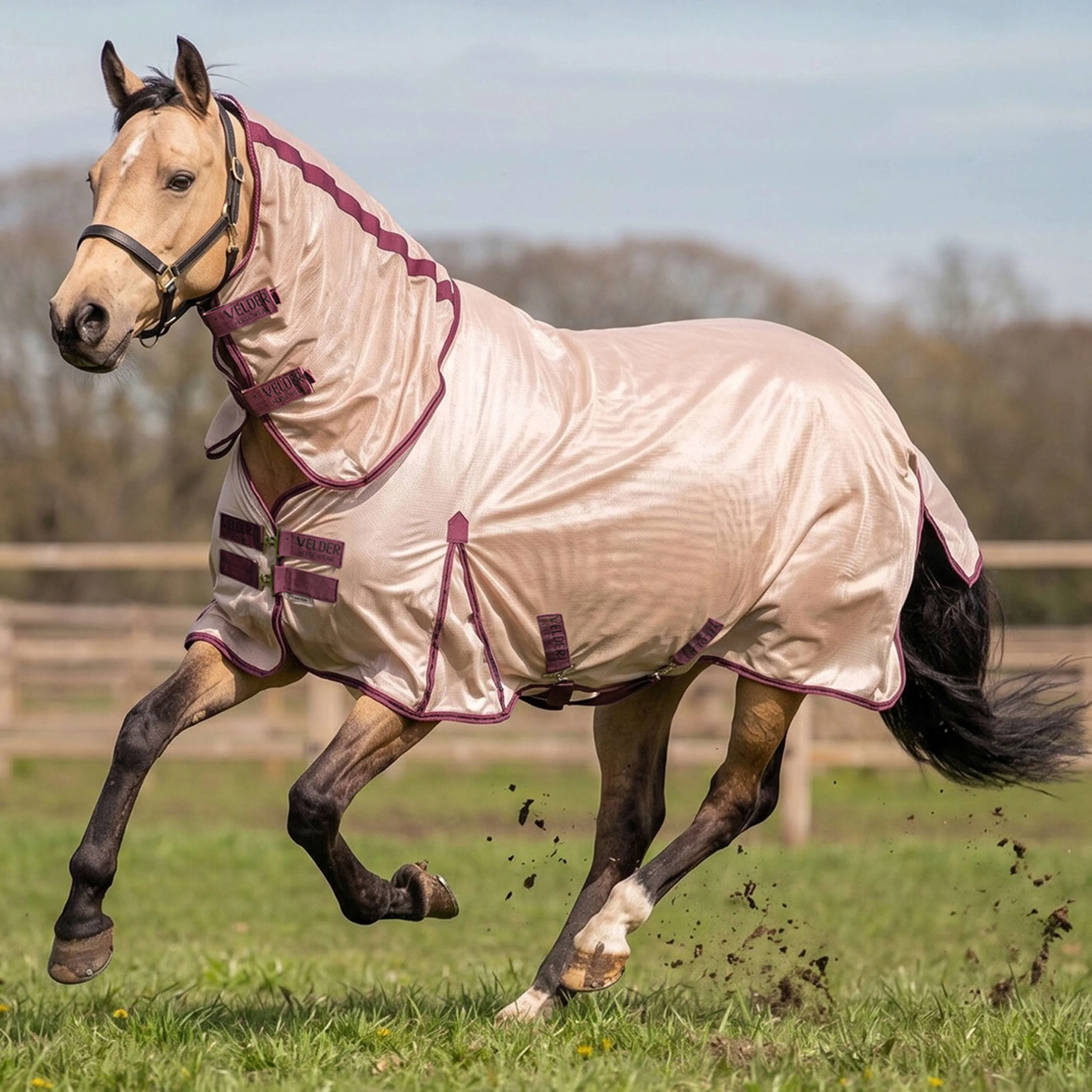 Velder Horsewear Couverture Anti-Mouches Mesh avec Couvre-cou Earth Grey